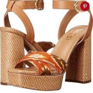 SAM EDELMAN NOLITA PLATFORM Tan and Orange Sandals